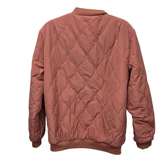Adidas Mauve Quilted Bomber Jacket With Snap Buttons Size Medium - Picture 2 of 7